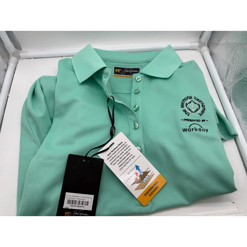 NWT Jack Nicklaus The Memorial Tournament Polo Shirt Men's Large Mint Green